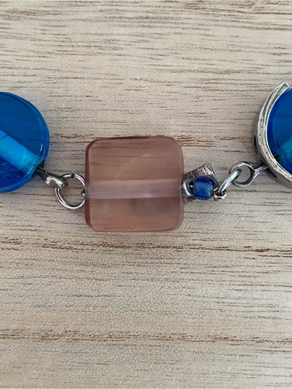 Anne-Marie Chagnon Artisan Glass & Pewter Statement Necklace - Blue/Mauve - Picture 10 of 16
